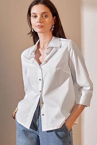 VILATTE Блузка свободного силуэта с рукавом 3/4 из эластичного хлопка #1239307