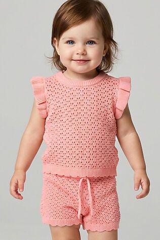 PLAYTODAY Комплект детский трикотажный для девочек: джемпер (футболка), шорты #1239661