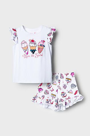 PLAYTODAY Комплект трикотажный для девочек: джемпер (футболка), шорты #1239768