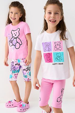 PLAYTODAY Брюки трикотажные для девочек (легинсы укороченные), 2 пары в комплекте #1240012