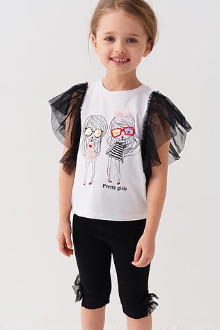 PLAYTODAY Комплект трикотажный для девочек: джемпер (футболка), брюки (легинсы укороченные) #1240021