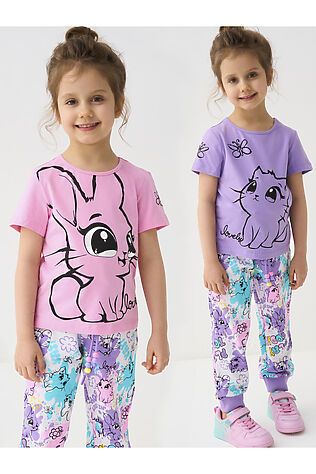 PLAYTODAY Фуфайка трикотажная для девочек (футболка), 2 шт в комплекте #1240033