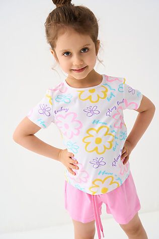 PLAYTODAY Комплект трикотажный для девочек: фуфайка (футболка), шорты #1240034