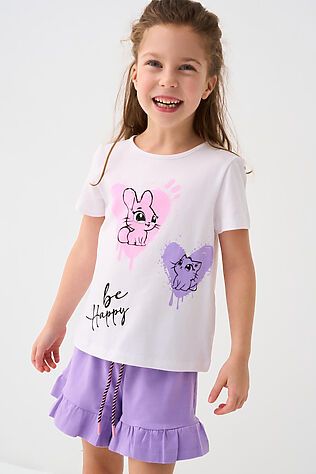 PLAYTODAY Комплект трикотажный для девочек: фуфайка (футболка), шорты #1240035