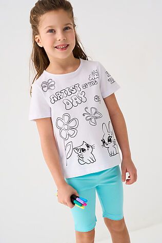 PLAYTODAY Комплект для девочек: фуфайка трикотажная (футболка), фломастеры для рисования по ткани #1240037