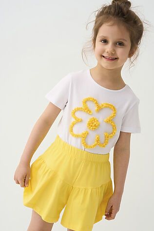 PLAYTODAY Комплект трикотажный для девочек: фуфайка (футболка), шорты #1240042