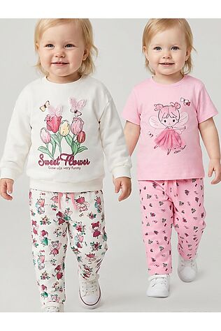 PLAYTODAY Брюки детские трикотажные для девочек, 2 пары в комплекте #1240072