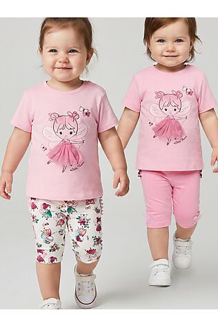 PLAYTODAY Брюки детские трикотажные для девочек (легинсы укороченные), 2 пары в комплекте #1240078