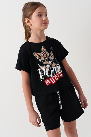 PLAYTODAY Комплект трикотажный для девочек: фуфайка (футболка), шорты #1240079