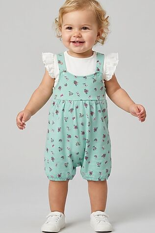 PLAYTODAY Комплект детский трикотажный для девочек: джемпер (футболка), полукомбинезон #1240131