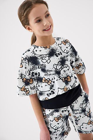 PLAYTODAY Комплект трикотажный для девочек: фуфайка (футболка), топ, шорты #1240137