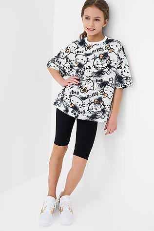 PLAYTODAY Комплект трикотажный для девочек: брюки (легинсы укороченные), фуфайка (футболка) #1240139