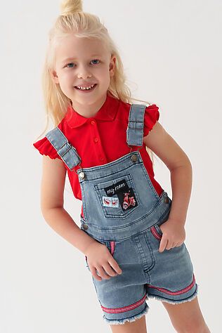 PLAYTODAY Полукомбинезон текстильный джинсовый для девочек #1240247