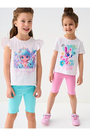 PLAYTODAY Брюки трикотажные для девочек (легинсы укороченные), 2 пары в комплекте #1240261