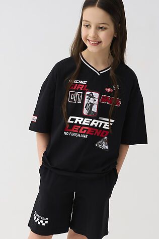 PLAYTODAY Комплект трикотажный для девочек: фуфайка (футболка), шорты #1240271