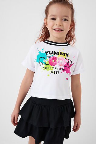 PLAYTODAY Комплект трикотажный для девочек: джемпер (футболка), юбка-шорты #1240324