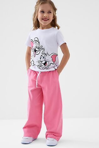 PLAYTODAY Комплект трикотажный для девочек: фуфайка (футболка), брюки #1240380