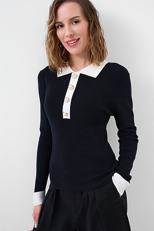 PLAYTODAY Джемпер трикотажный с воротником поло для женщин #1240448