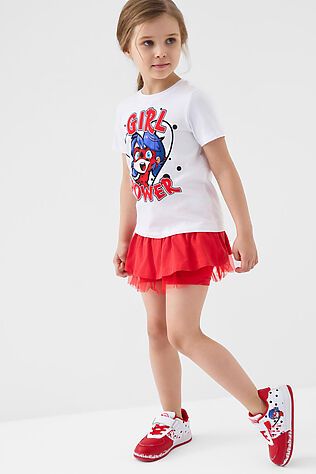 PLAYTODAY Комплект трикотажный для девочек: фуфайка (футболка), юбка-шорты #1241304