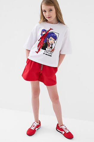 PLAYTODAY Комплект трикотажный для девочек: фуфайка (футболка), шорты #1241359