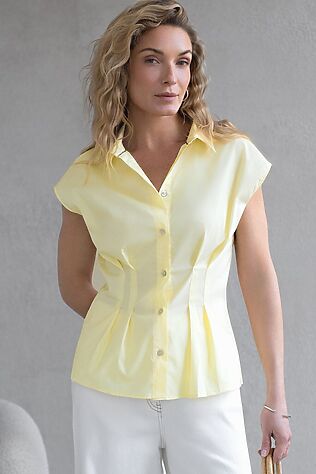 VILATTE Блузка приталенного кроя с коротким рукавом из легкого хлопкового поплина #1242328