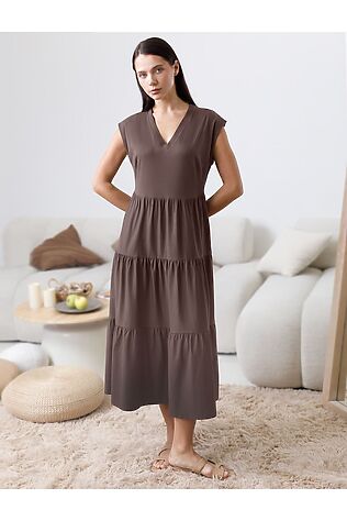 VILATTE Ярусное платье А силуэта с V вырезом из 100% премиального хлопка #1242337