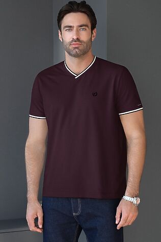 VILATTE Футболка с V-вырезом из премиального хлопка с эластаном #1242341