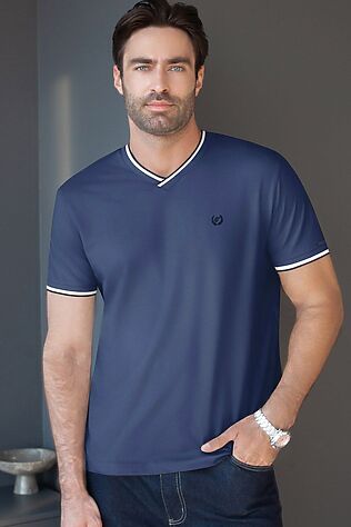 VILATTE Футболка с V-вырезом из премиального хлопка с эластаном #1242343