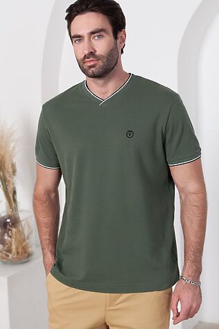 VILATTE Футболка с V-вырезом из премиального хлопка с эластаном #1242344