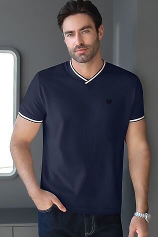 VILATTE Футболка с V-вырезом из премиального хлопка с эластаном #1242346