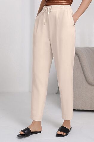 VILATTE Брюки бананы с поясом на резинке из плотного лиоцелла #1242724