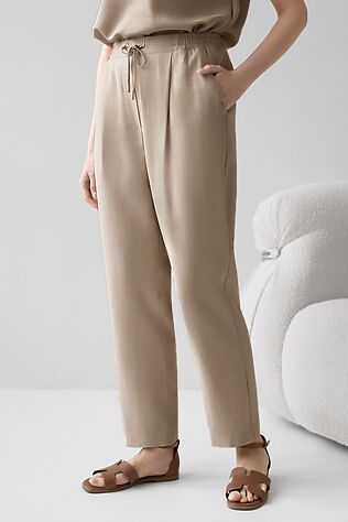 VILATTE Брюки бананы с поясом на резинке из плотного лиоцелла #1242725