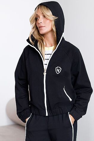 VILATTE Худи на молнии из петельчатого футера двухнитки с эластаном без начеса #1242752