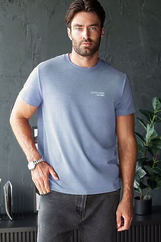 VILATTE Футболка полуприлегающего кроя с принтом из премиального хлопка #1242756