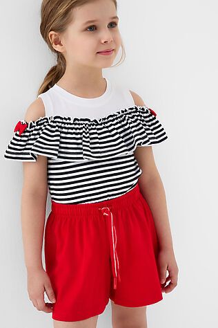 PLAYTODAY Комплект трикотажный для девочек: джемпер (футболка), шорты #1243226