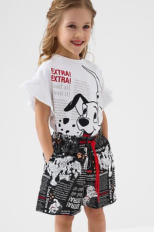 PLAYTODAY Комплект для девочек: джемпер трикотажный (футболка), шорты текстильные #1243265