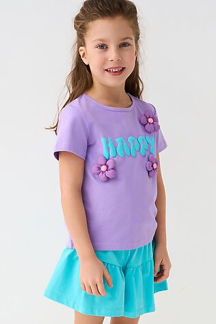 PLAYTODAY Комплект трикотажный для девочек: фуфайка (футболка), шорты #1243848