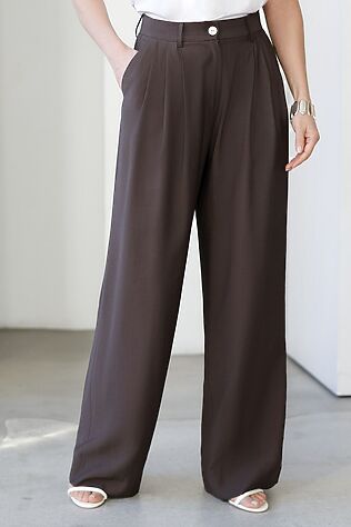 VILATTE Брюки палаццо с защипами из плотного лиоцелла #1243875