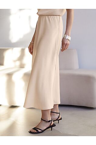 VILATTE Юбка миди с разрезом скроенная по косой из плотного лиоцелла #1243883