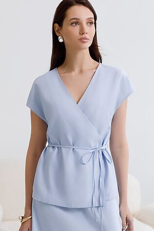 VILATTE Жилет на запАх с поясом из плотного лиоцелла #1243885