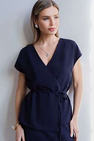 VILATTE Жилет на запАх с поясом из плотного лиоцелла #1243890