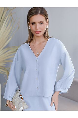 VILATTE Укороченная блузка с V вырезом из плотного лиоцелла #1243891