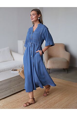 VILATTE Платье-рубашка с поясом и карманами из джинсового лиоцелла #1243898