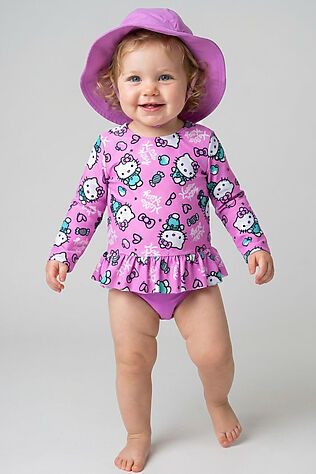 PLAYTODAY Комплект детский для девочек: плавательный костюм трикотажный, панама текстильная #1243978
