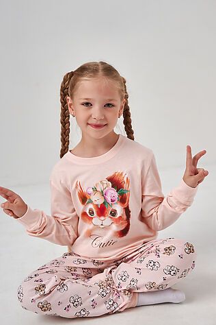 НАТАЛИ Пижама с брюками Кулирка с рибаной длинный рукав #1244130