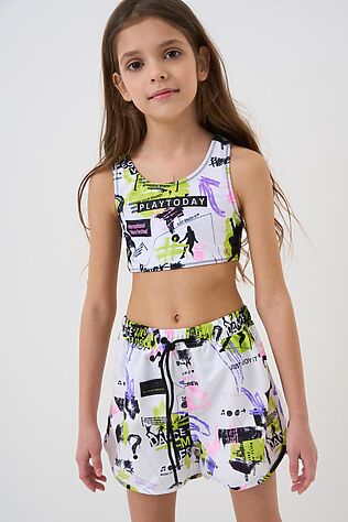 PLAYTODAY Комплект для девочек: купальный костюм трикотажный, шорты текстильные плавательные #1244190