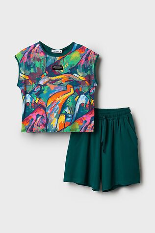 PLAYTODAY Комплект трикотажный для девочек: фуфайка (футболка), шорты #1244457