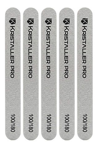 KRISTALLER Kristaller Пилка маникюрная на деревянной основе тонкая, 100/180 грит, 17,8 см, 50 шт. #1244579