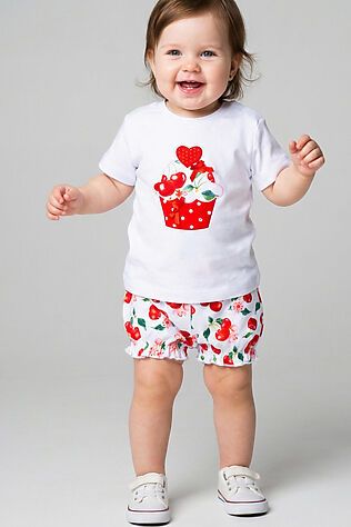 PLAYTODAY Комплект детский трикотажный для девочек: джемпер (футболка), шорты #1244598