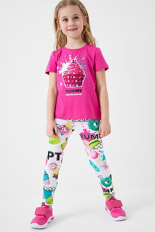 PLAYTODAY Комплект трикотажный для девочек: фуфайка (футболка), брюки (легинсы) #1244601